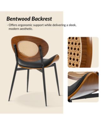 Ema Modern Dining Chair with Curved Wood Backrest,Set of 2