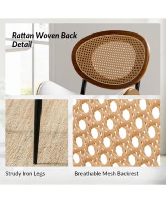 Ema Modern Dining Chair with Curved Wood Backrest,Set of 2