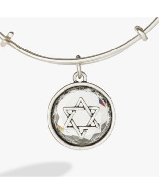 Star Of David Crystal Charm Bangle Bracelet