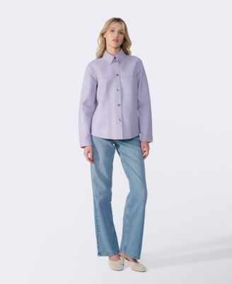 Women's Leather Shirt Jacket, Created for Macy's