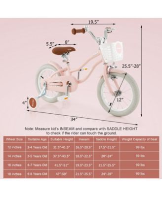 12 Kids Bike for Boys and Girls Aged 3-8 Years with Training Wheels