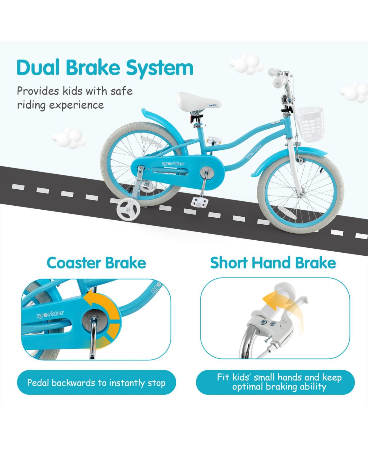 18 Inch Kids Bike with Dual Brakes and Adjustable Seat