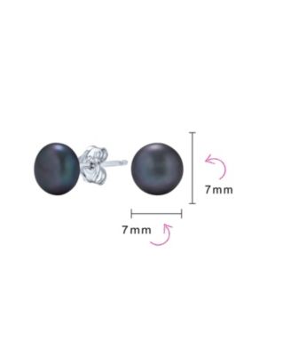 Basic Simple Bead Ball Freshwater Cultured Pearl Stud Earrings .925 Sterling Silver 7MM