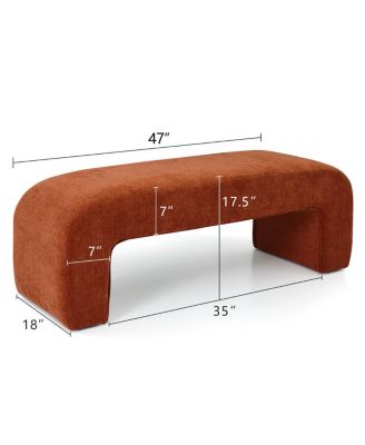 47" Velvet Upholstered Waterfall Bench, Modern Bed Bench for Living Room or Entryway