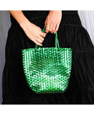 LA TOTE Metallic Bag In Green