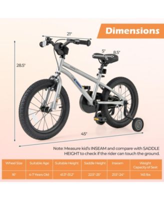16-Inch Kids Bike Sport Bicycle for 4-7 Years Old with Adjustable Seat and Reflectors