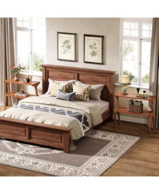 Set of 2 Narrow Side Table for Living Room, Farmhouse Slim End Table with Storage Shelves, for Bedroom, Small Spaces, Easy Assembly