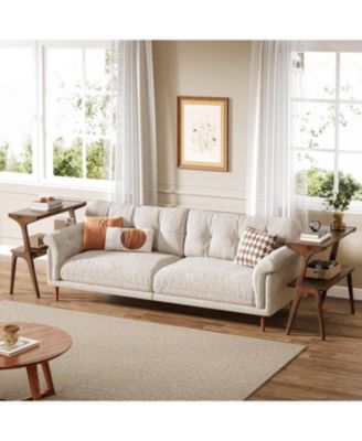 Set of 2 Narrow Side Table for Living Room, Farmhouse Slim End Table with Storage Shelves, for Bedroom, Small Spaces, Easy Assembly