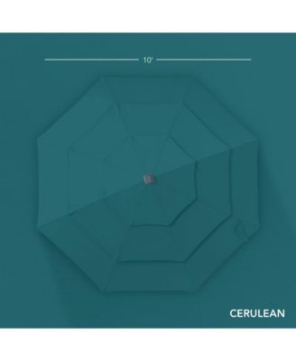 Woodgrain Pattern 10ft 3-Tier Solar Patio Umbrella w/ 24 LED Lights, Tilt