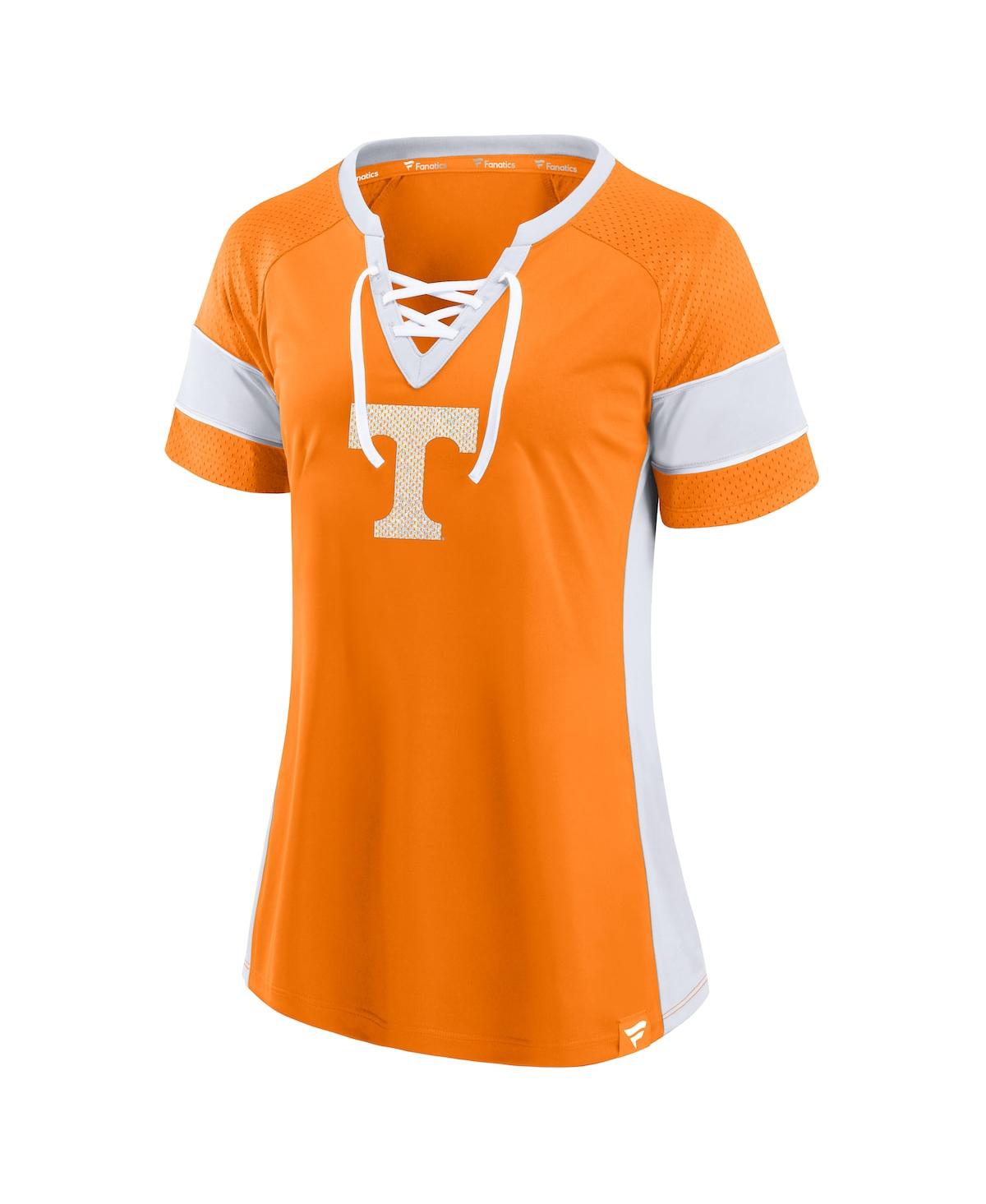 Fanatics Women's Tennessee Orange Tennessee Volunteers Unmasked Hero Block Party Athena Lace-up Top In Orange