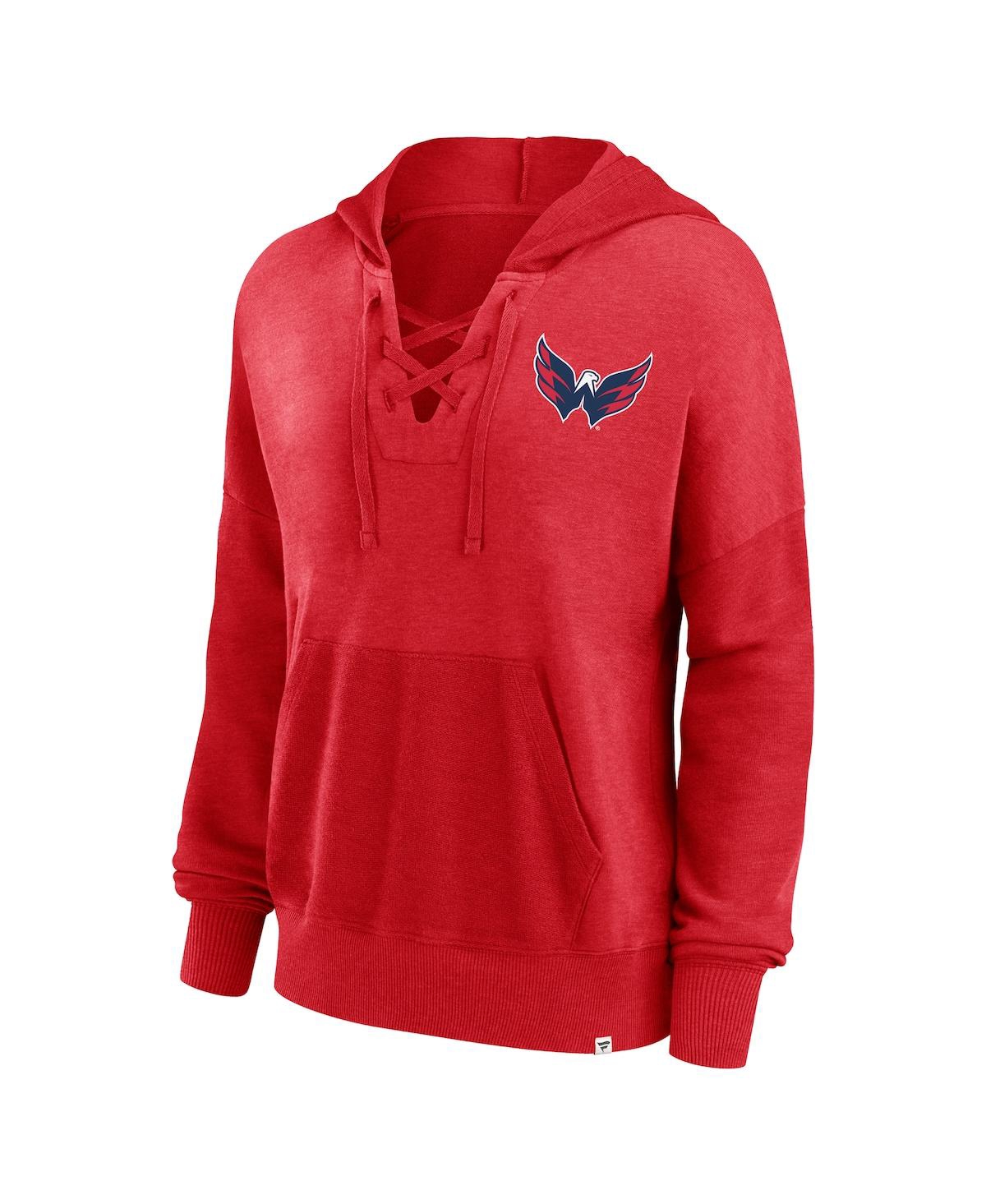 Fanatics Women's Red Washington Capitals Breakout Lace-up Pullover Hoodie