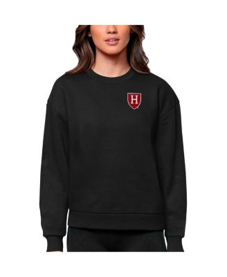 Antigua - Women's Black Harvard Crimson Logo Victory Crewneck Pullover Sweatshirt