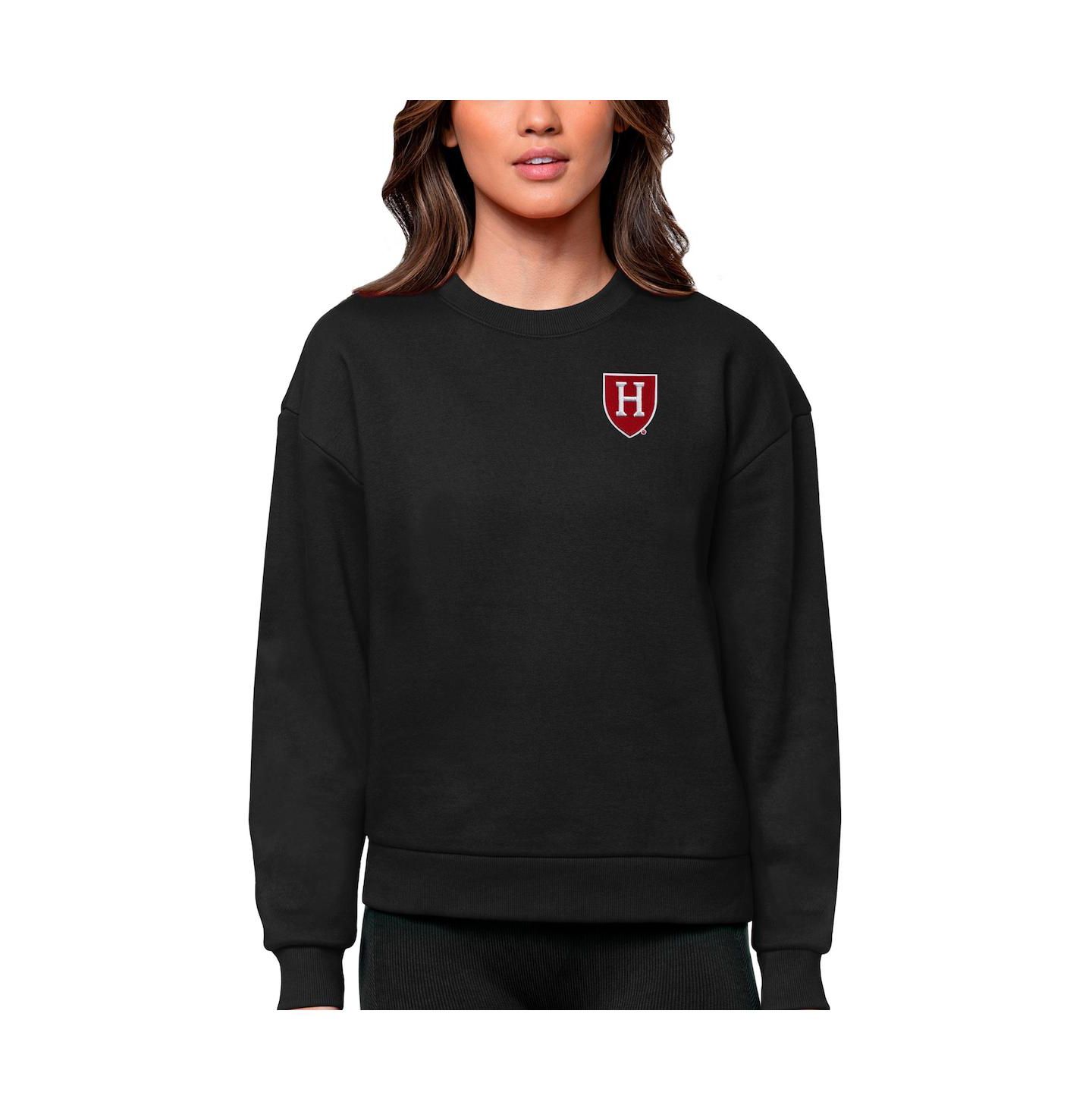 Женская толстовка Antigua Black Harvard Crimson Logo Victory Crewneck Pullover — фото 1