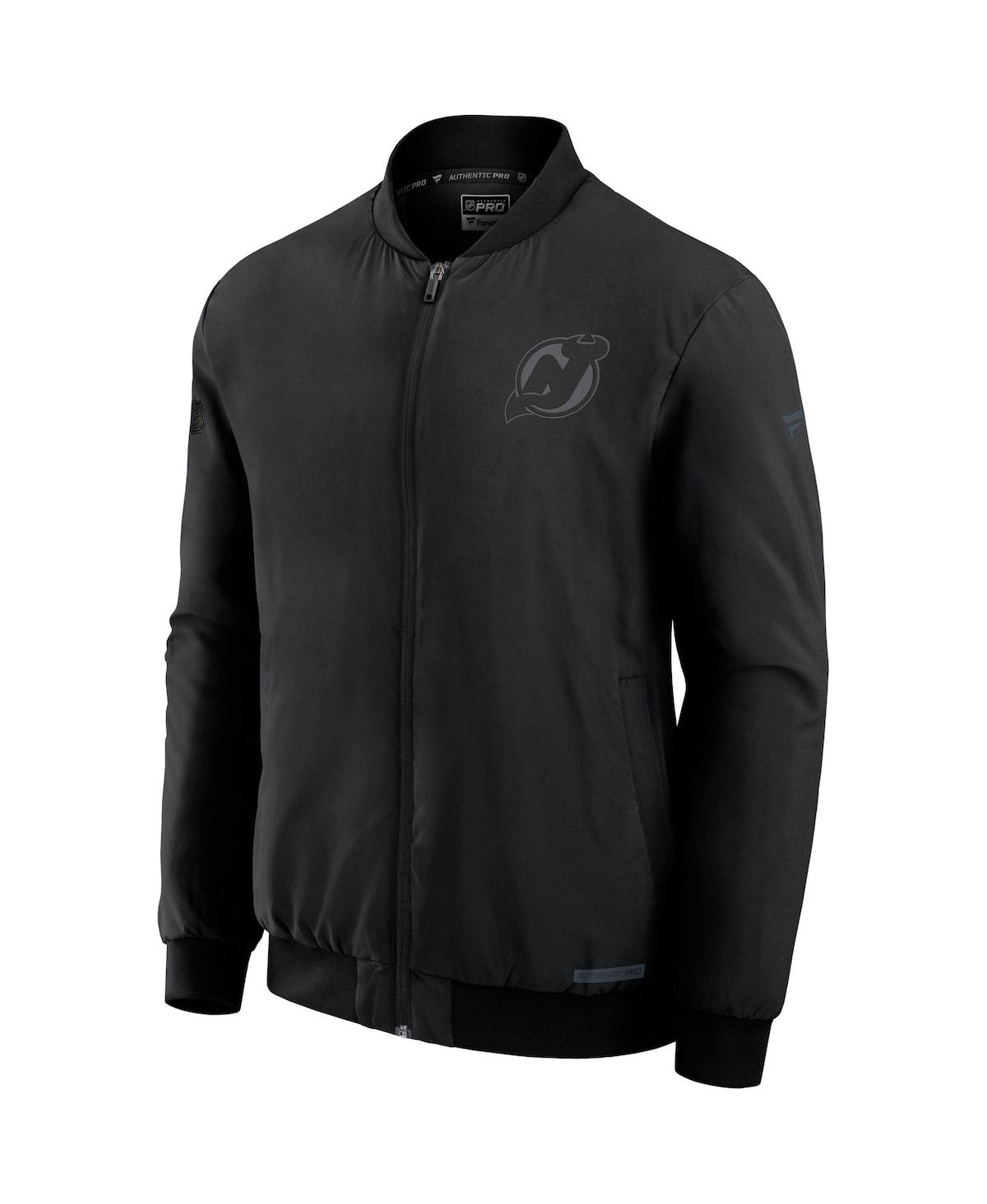 Fanatics Men's Black New Jersey Devils Authentic Pro Road Full-zip Bomber Jacket
