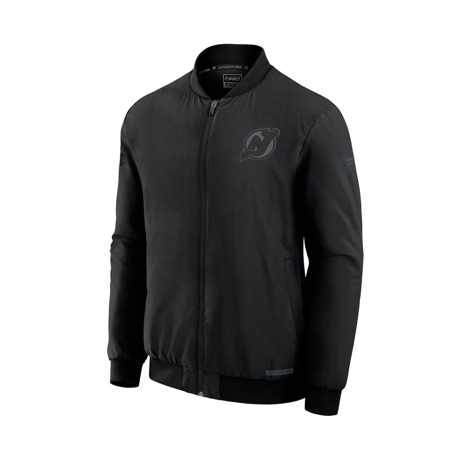 Men's Black New Jersey Devils Authentic Pro Road Full-Zip Bomber Jacket