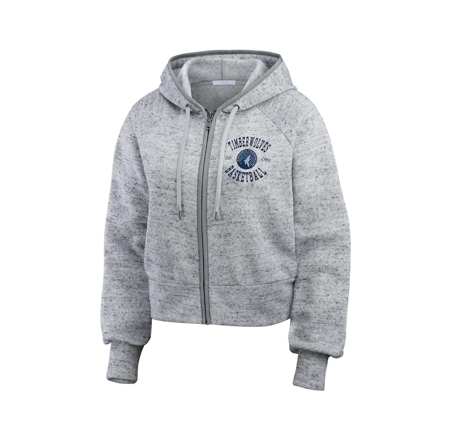 Women's Heather Gray Minnesota Timberwolves Speckled Radiator Full-Zip Hoodie