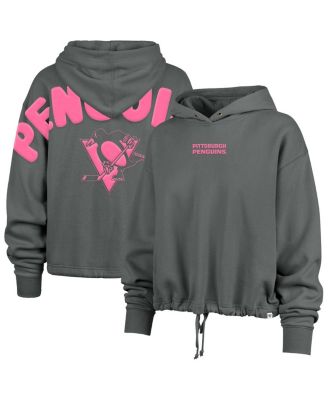 '47 Brand - Women's Gray Pittsburgh Penguins Bright Side Venice Cropped Pullover Hoodie