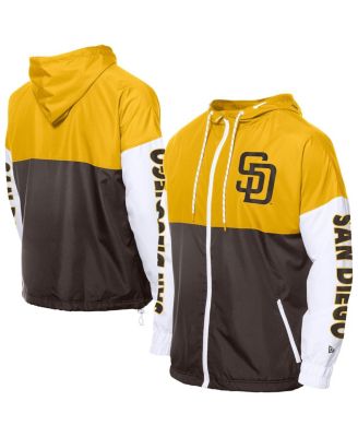 New Era - Men's Brown/Gold San Diego Padres Color Block Full-Zip Hoodie Windbreaker Jacket