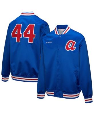 Mitchell & Ness - Men's Hank Aaron Royal Atlanta Braves Legends Collection Vintage Satin Full-Snap Jacket