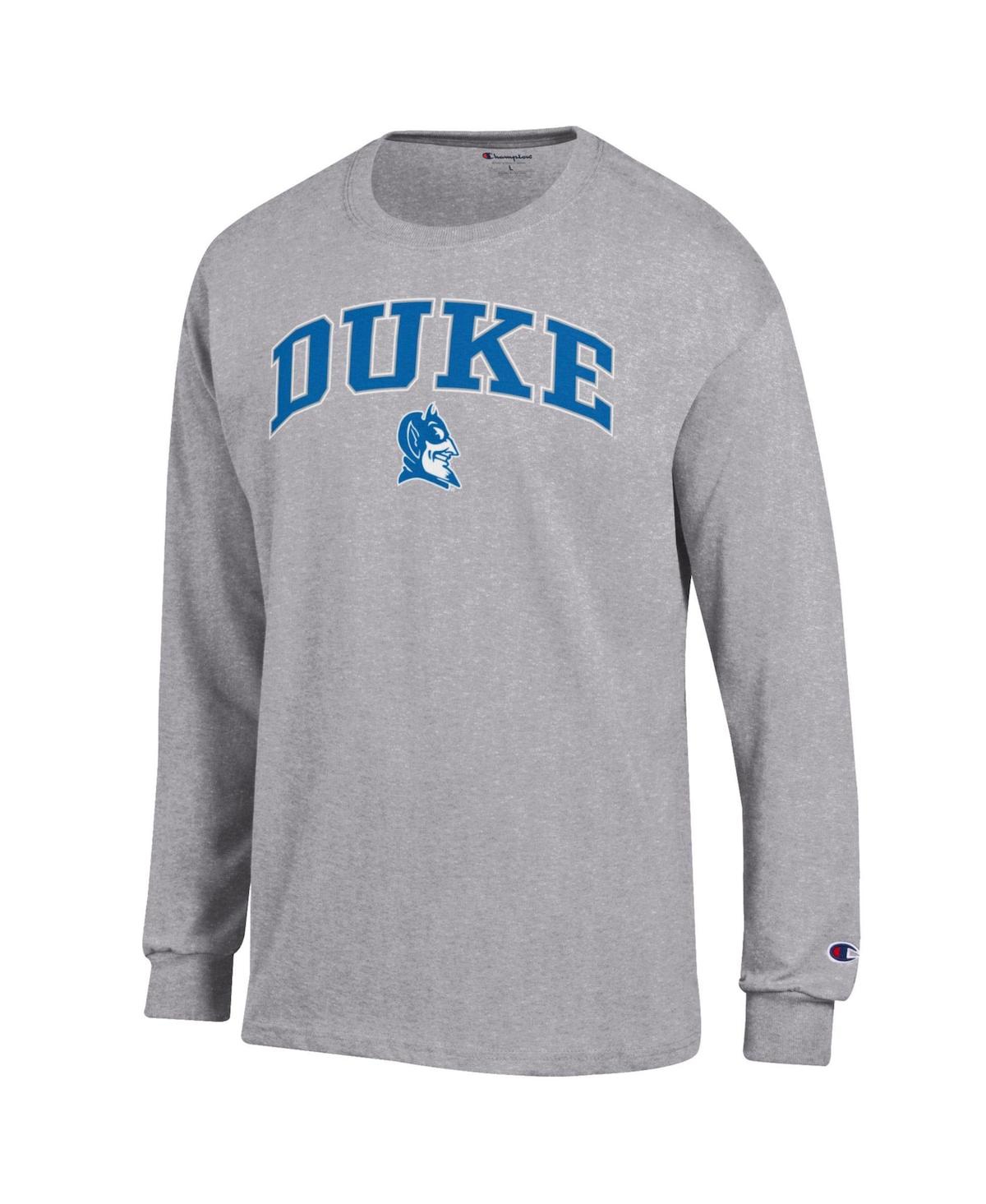 Champion Men's Heather Gray Duke Blue Devils Arch Over Logo Long Sleeve T-shirt