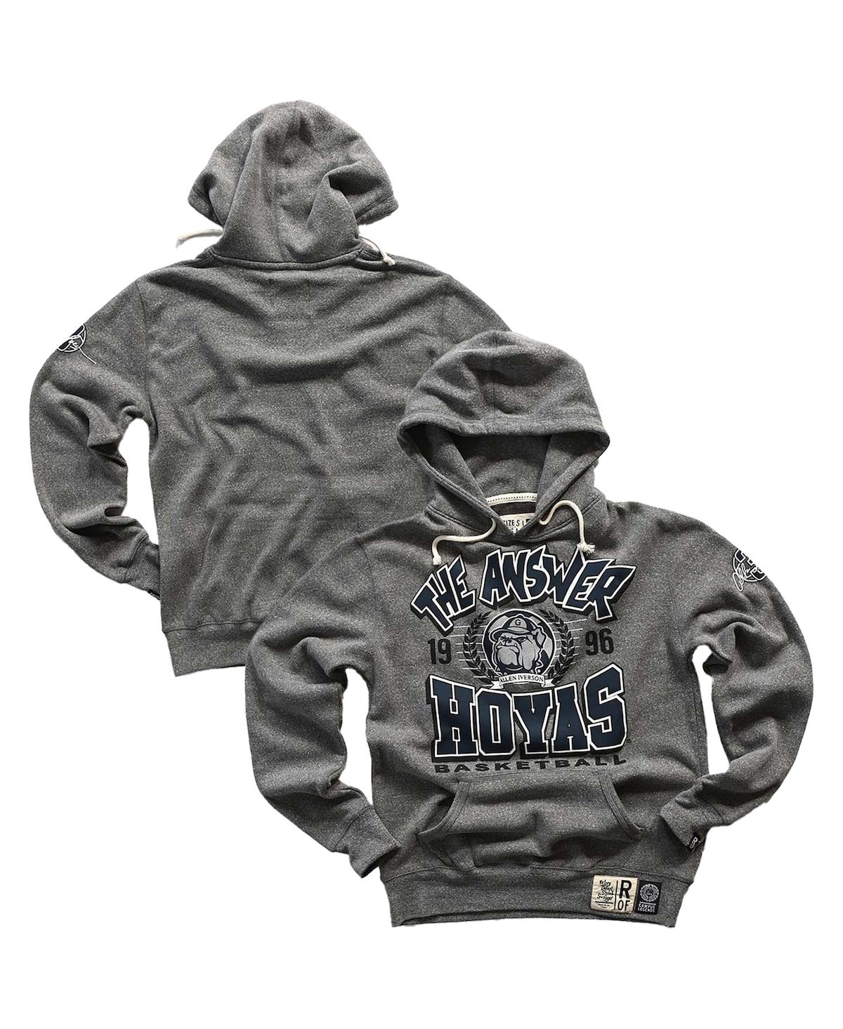 Roots Of Fight Men's Allen Iverson Gray Georgetown Hoyas Tri-Blend Pullover Hoodie - Gray