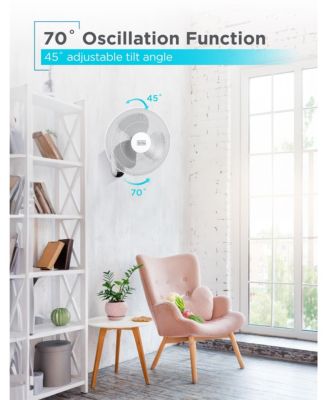 BLACK+DECKER 16" Wall Fan with Remote Control, Oscillating Fan with 3 Speed Settings and Shut Off Fan Timer, Wall Mount Fan with Adjustable Tilt Angle, White