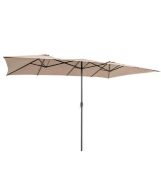 15FT Double-Sided Market Umbrella Large Crank Handle Vented Twin Patio