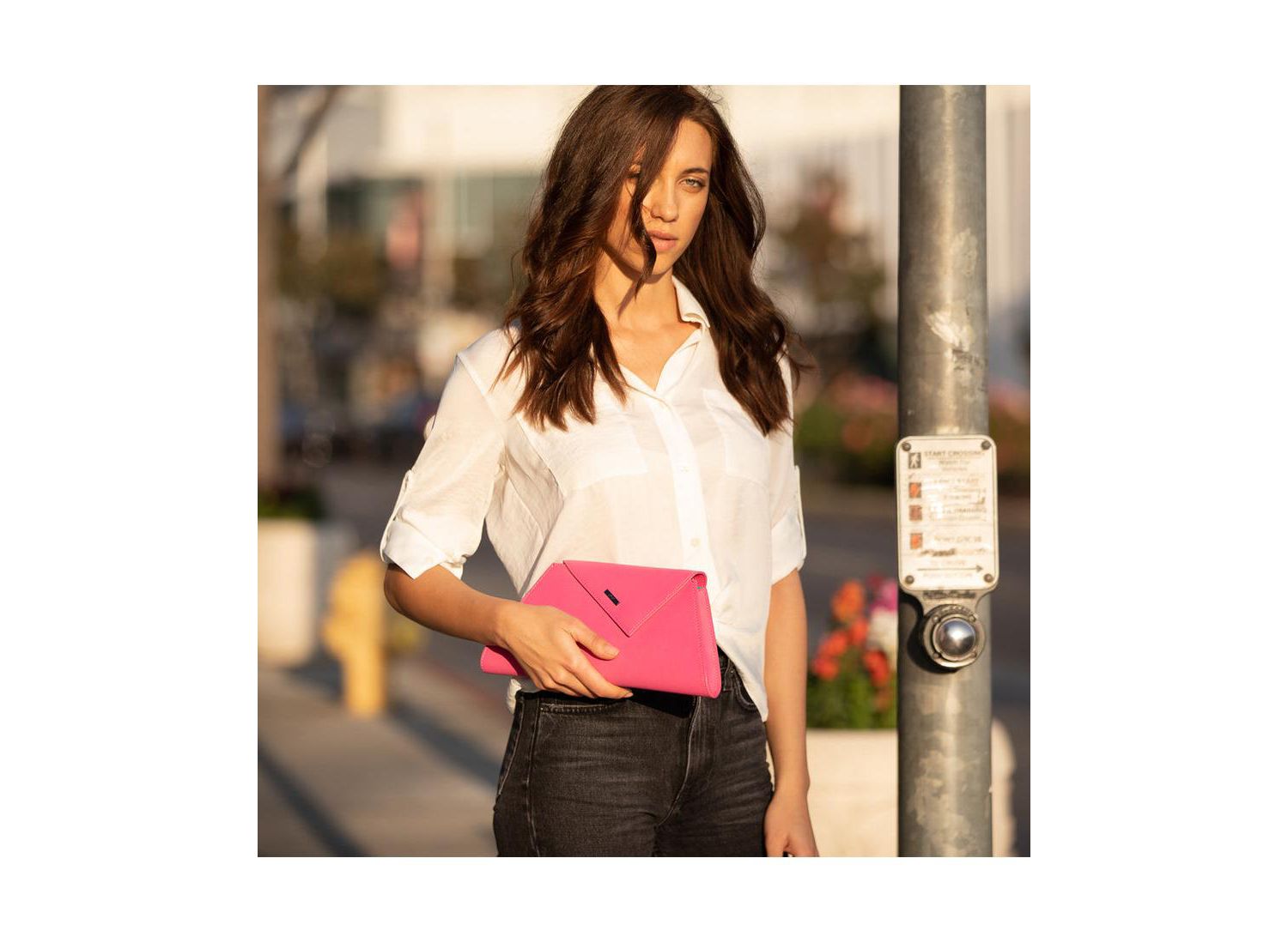 Hot Pink Purse Leather Clutch Bag Crossbody Evening Purse Unique Women's Handbag