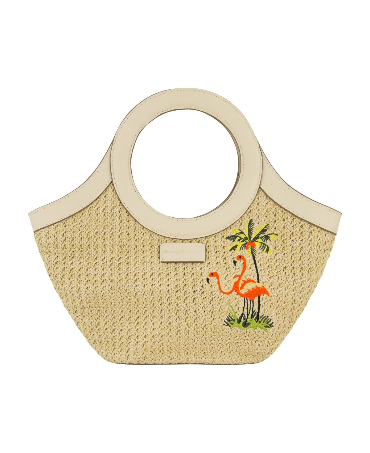 Flamingo Embroidery Tote - Cream