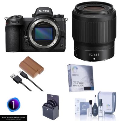 Z 6II Mirrorless Camera, Bundle with NIKKOR Z 50mm f/1.8 S Lens, Capture One Pro, Extra Battery, Filter Kit, Screen Protector