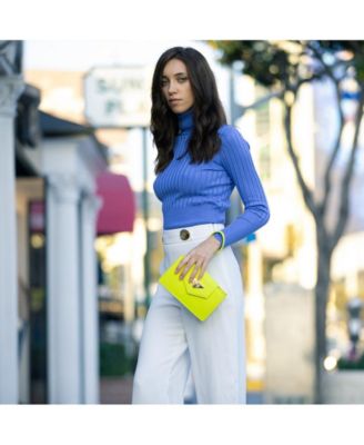 Bright Yellow Mini Crossbody Purse Chain Strap Leather Wristlet Women's Handbag