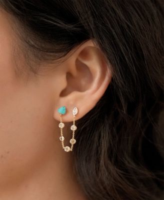 Double Piercing Turquoise Earrings
