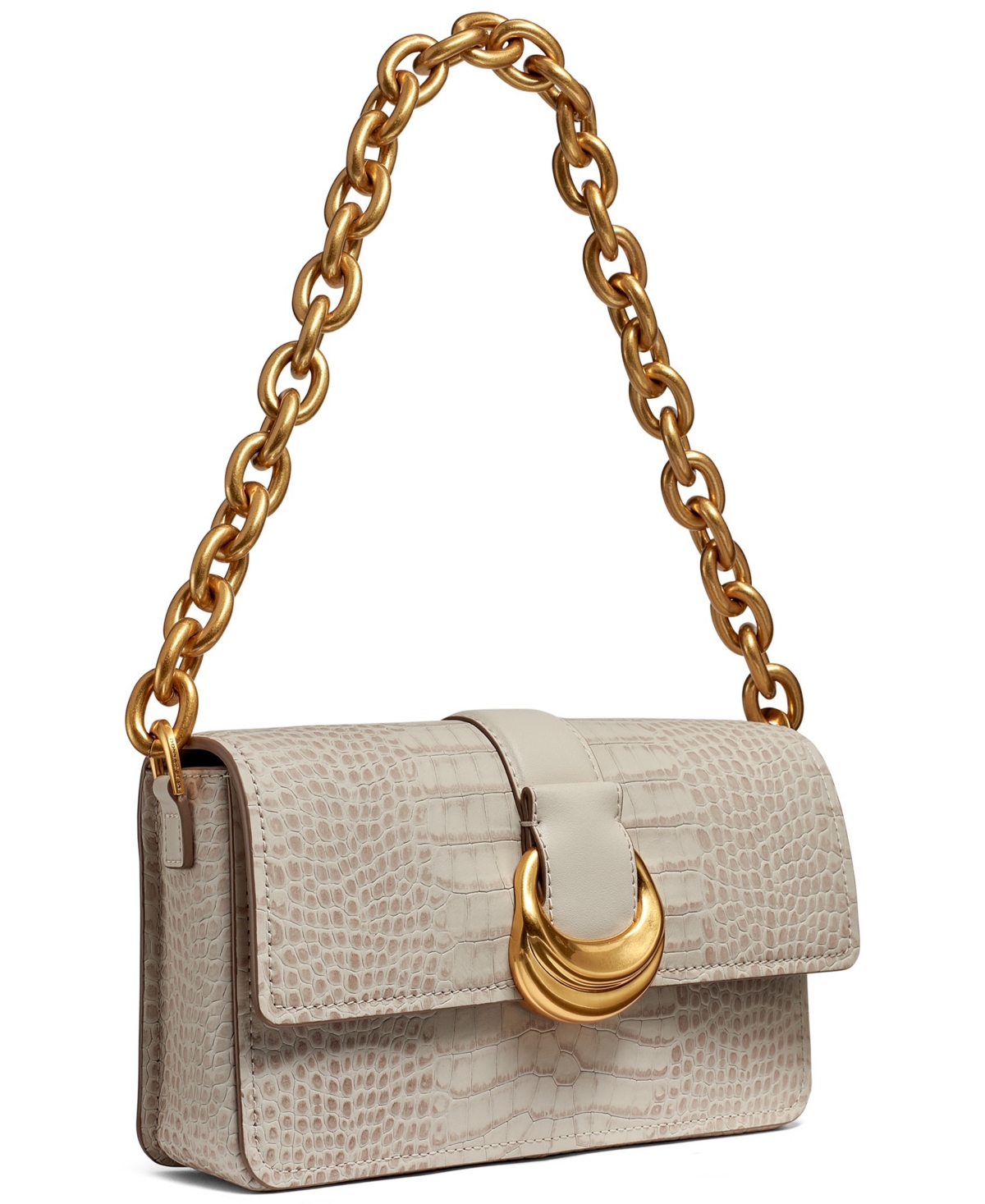 Donna Karan Valley Stream Embossed Croco Shoulder In Neutral