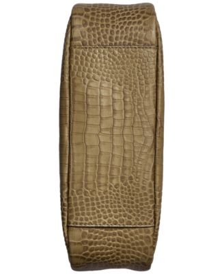 Quogue Embossed Croco Leather Mini Hobo Shoulder Bag