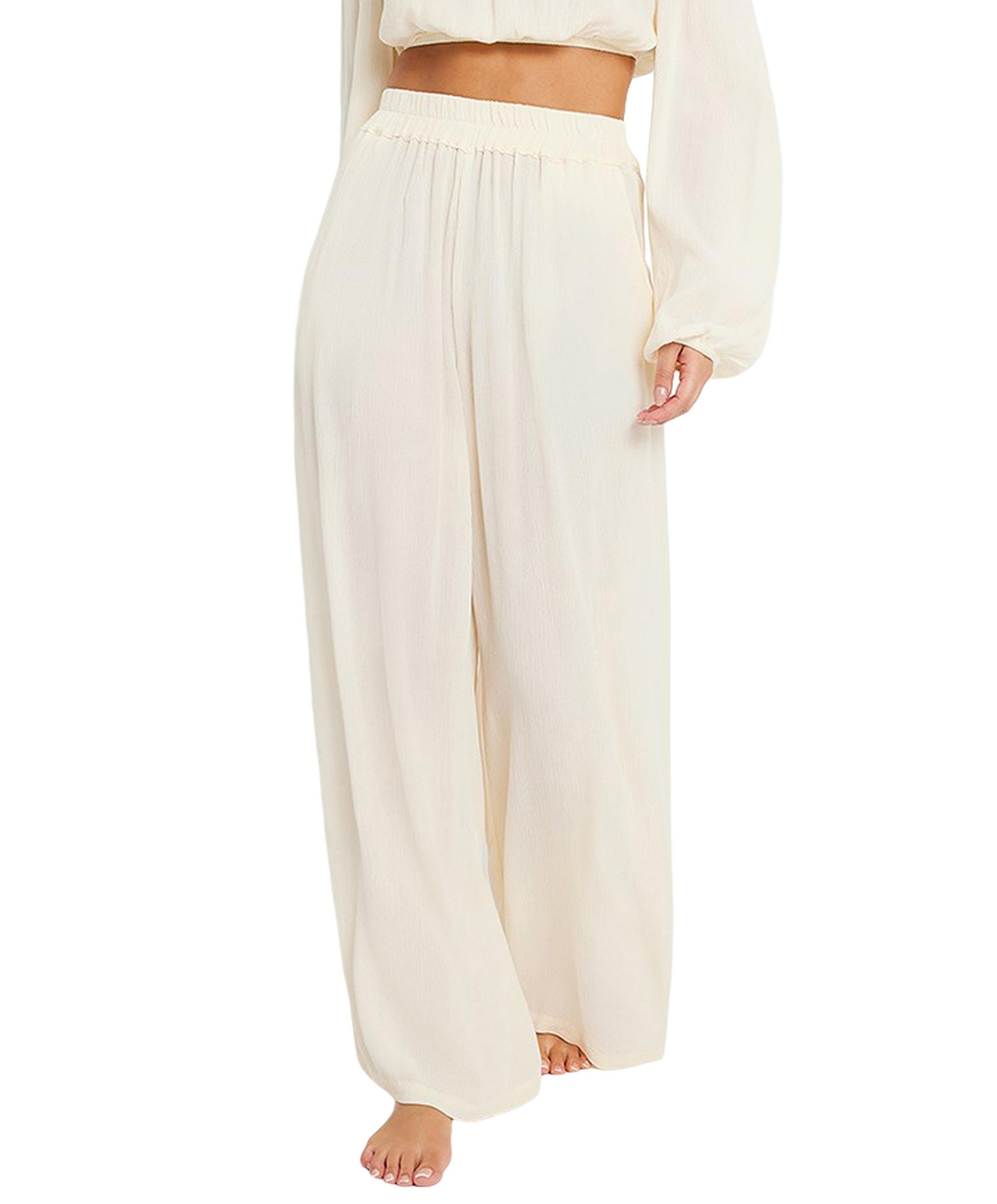 Women's High Waisted Wide Leg Pants - Ivory