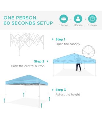 8x8ft Easy Setup Pop Up Canopy w/ 1-Button Setup, Wheeled Case, 4 Weight Bags