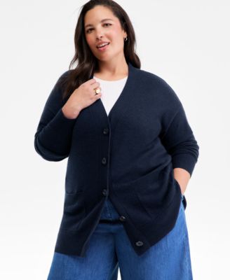 Charter Club - Plus Size 100% Cashmere Button-Front Cardigan