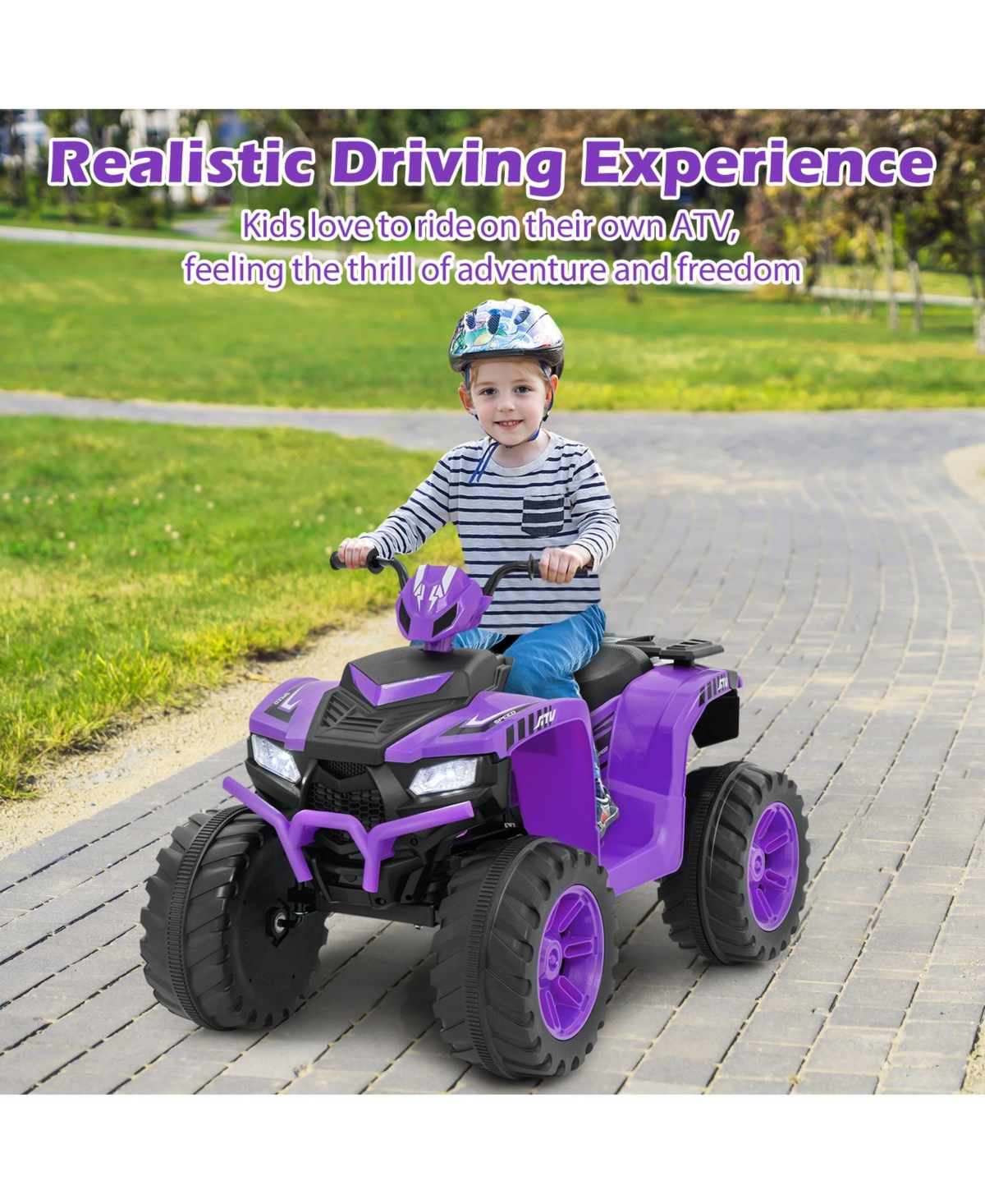 24V Kids Ride-On Electric Atv with Wireless Connection for Toddlers 3-8 Years Old