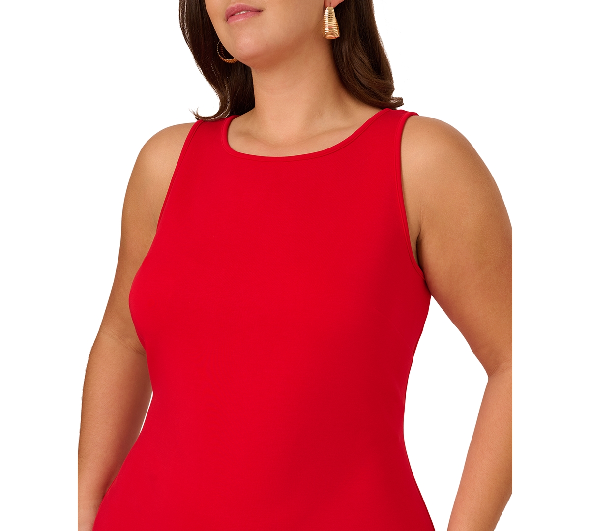 ADRIANNA PAPELL PLUS SIZE CROCHET-HEM MIDI DRESS 