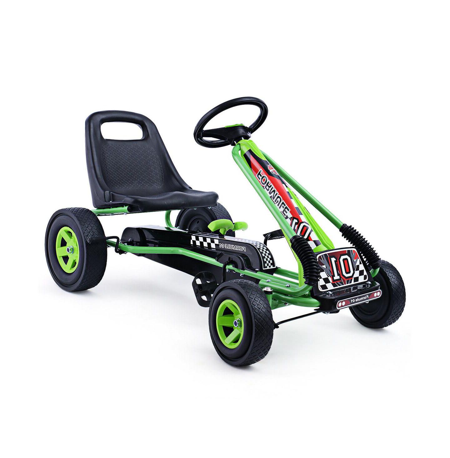 Детская игрушка Mecale 4-Wheel Pedal-Powered Go-Kart with Balancing System and Adjustable Seat, Ages 3+, цвет: Зелёный — фото 1