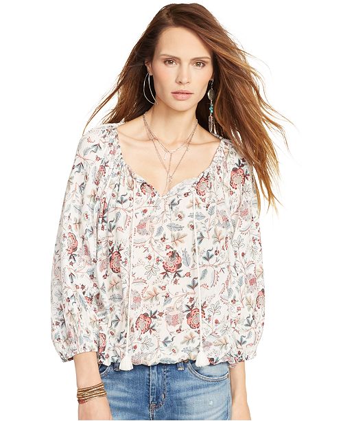 Denim & Supply Ralph Lauren PaisleyPrint Peasant Top Tops Women