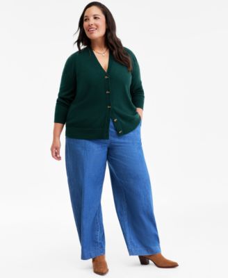 Charter Club - Plus Size 100% Cashmere Button-Front Cardigan