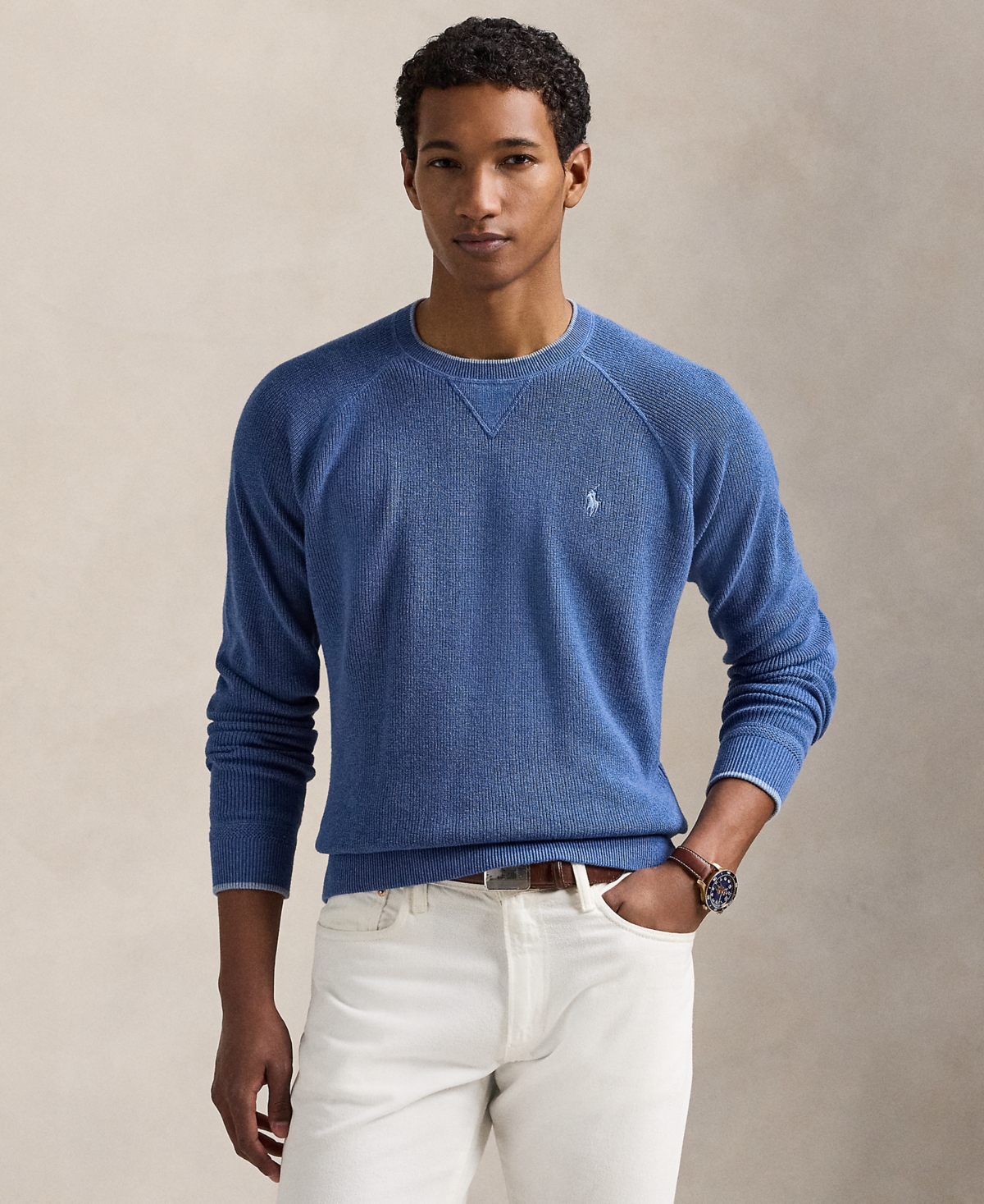 Polo Ralph Lauren Men's Textured Cotton Sweater In Blue