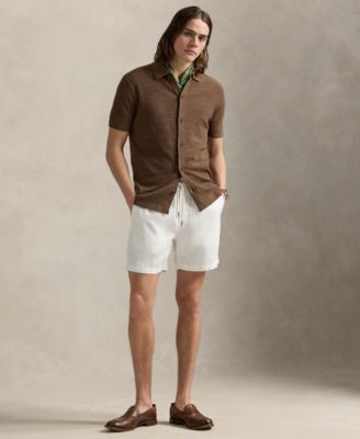 Men's Textured Cotton-Linen Shirt Sweater