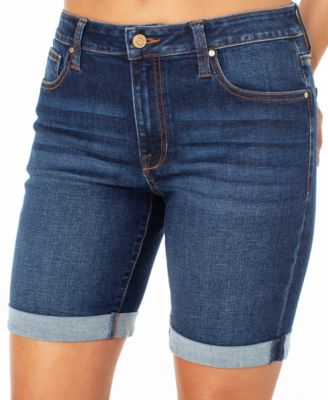 Juniors' Cuffed Hem Bermuda Denim Shorts