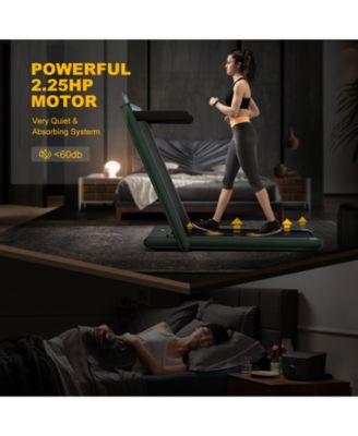2-in-1 Electric Motorized Folding Treadmill with Dual Display and Speaker
