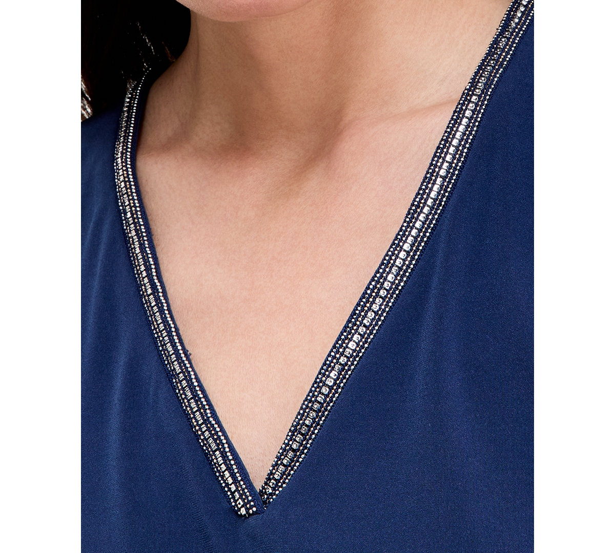 Shop Jm Collection Women's Tulip-sleeve Mixed-media Top, Exclusively At Macy's