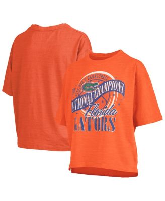 Pressbox - Women's Orange Florida Gators 2025 NCAA Men's Basketball National s World Ball Motley Crew Oversized Slub T-Shirt