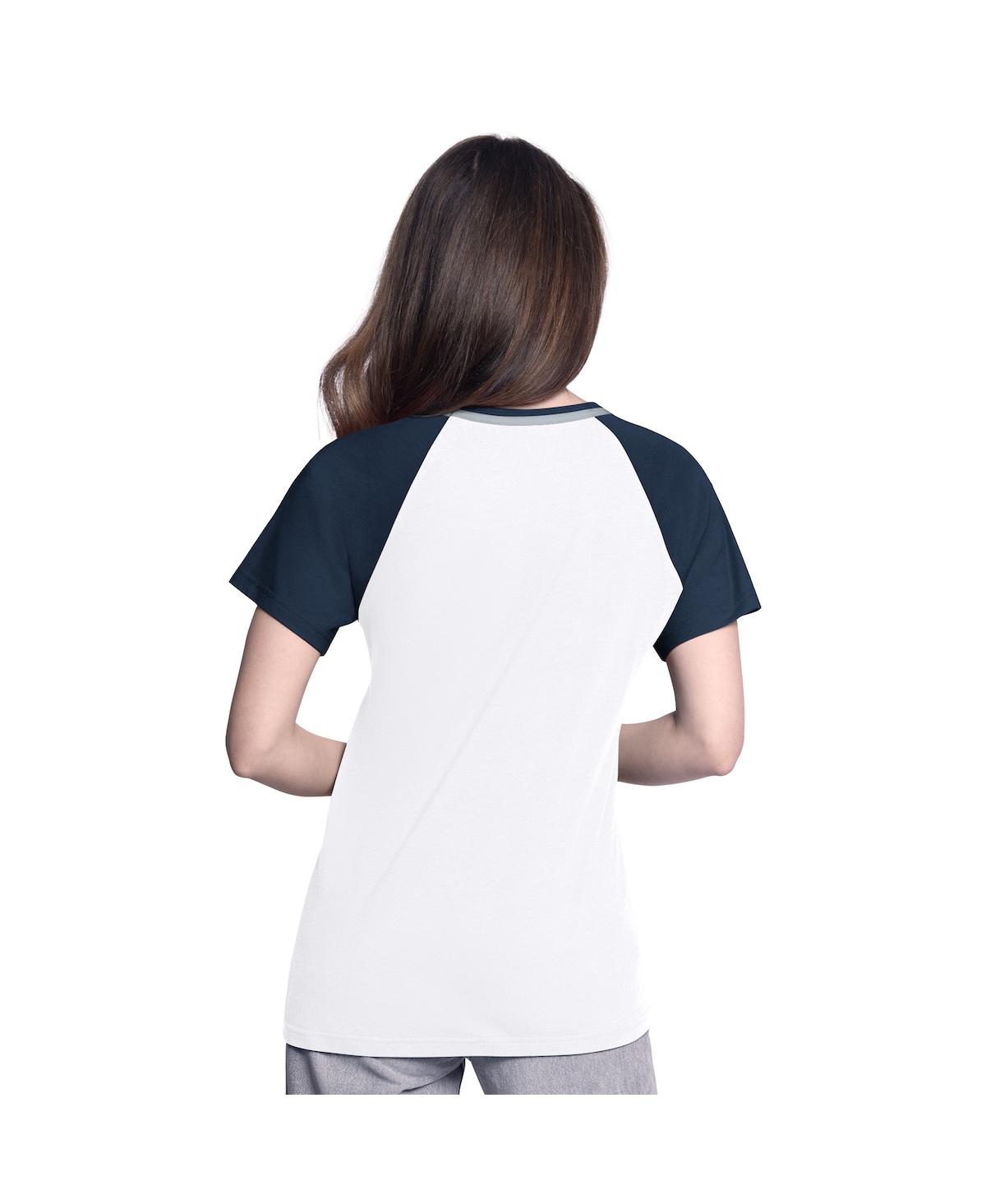 G-iii 4her By Carl Banks Women's White/navy New York Yankees Ball Park Raglan V-neck T-shirt