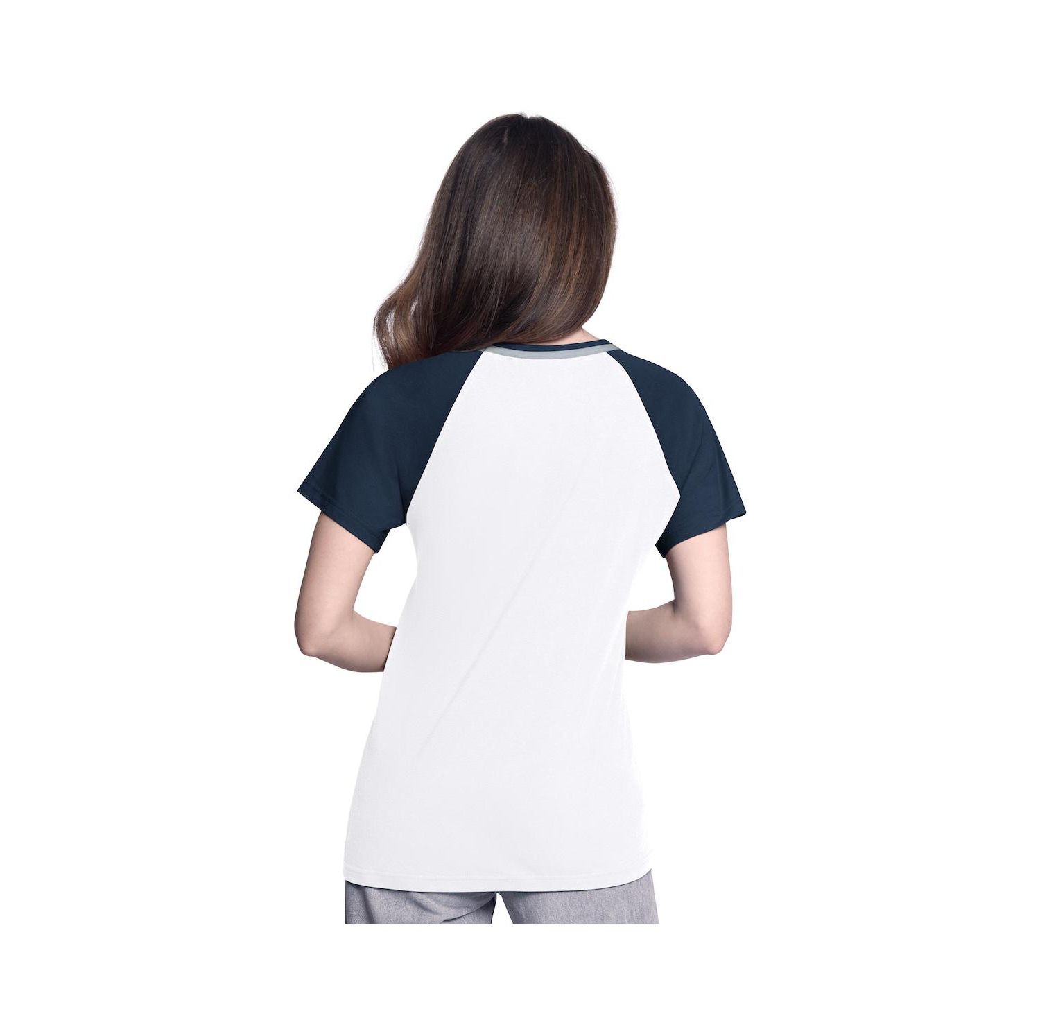Women's White/Navy New York Yankees Ball Park Raglan V-Neck T-Shirt